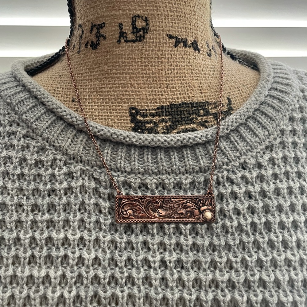 Copper Necklace, floral design